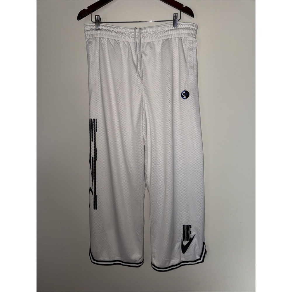 Womens L Nike Sportswear Basketball Jersey Pants Mesh White Skater Y2K Wide‎ Leg
